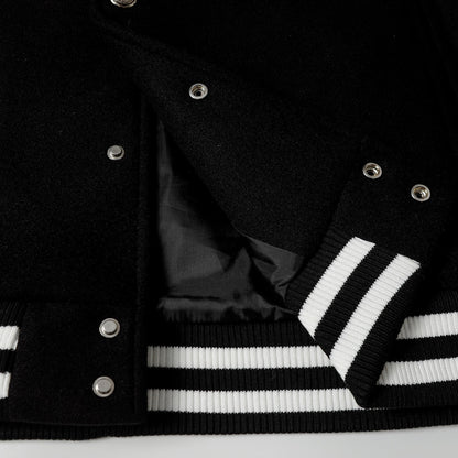 Chrome Hearts Layered Cross Varsity Jacket - Black White Street Style Outerwear 2208