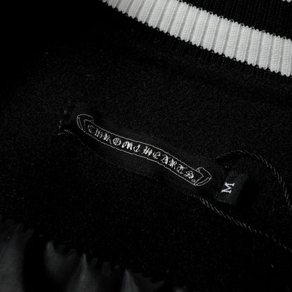 Chrome Hearts Layered Cross Varsity Jacket - Black White Street Style Outerwear 2208